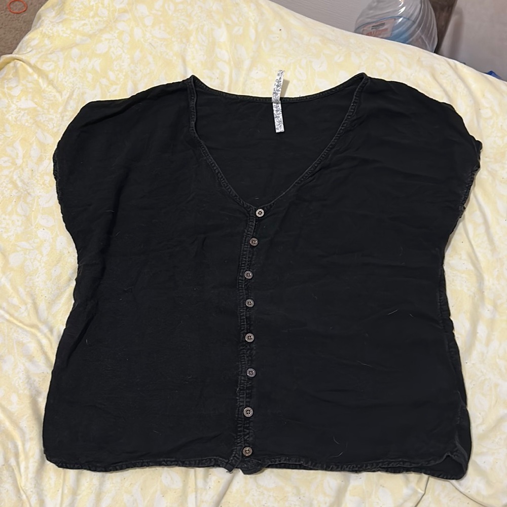 Black crop top with buttons